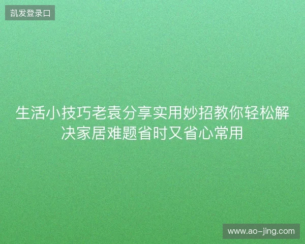 生活小技巧老袁分享实用妙招教你轻松解决家居难题省时又省心常用